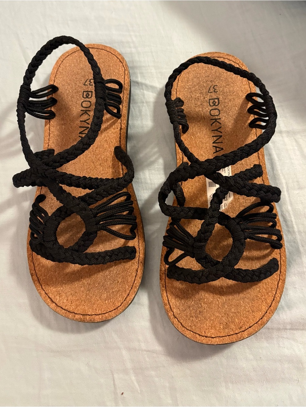 Bokyna Black Rope Sandals Size 37 Boho Minimalist Comfort Sandals